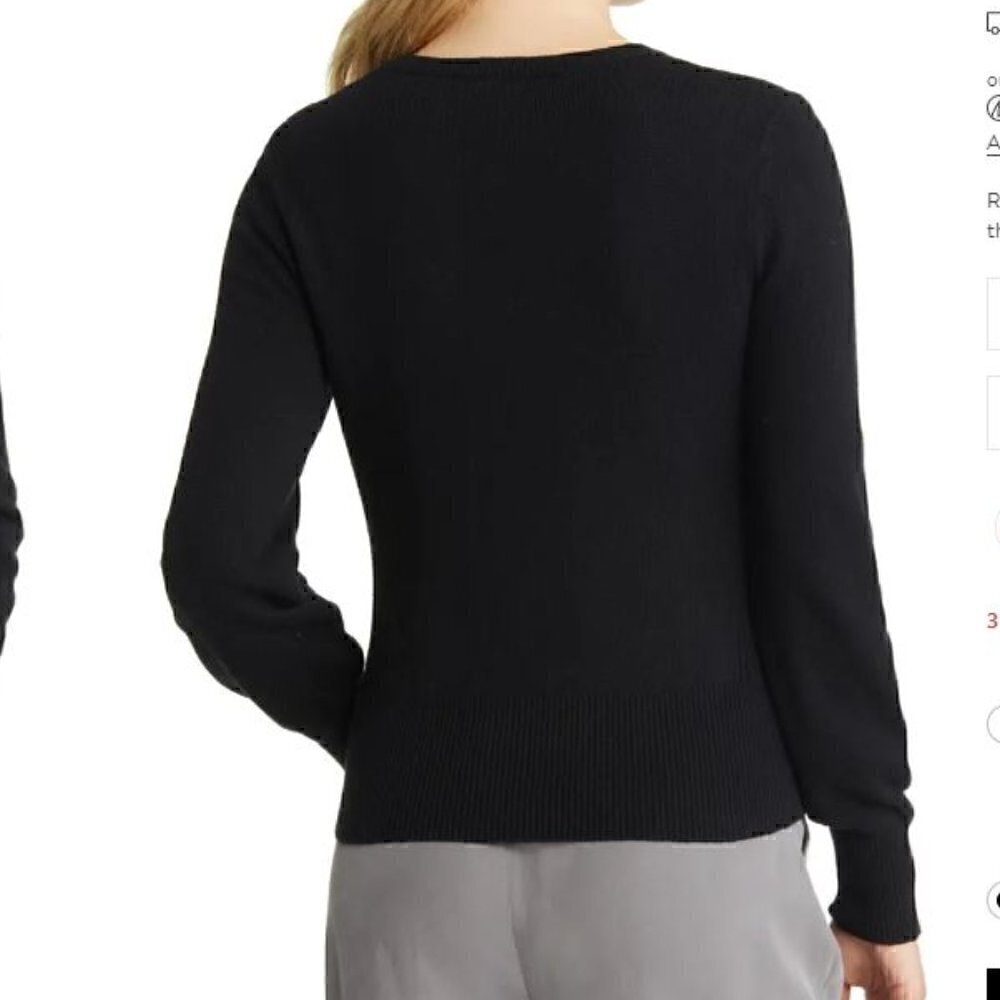 Halogen Puff Sleeve Sweater BLACK, Size Large NWT - Picture 2 of 12